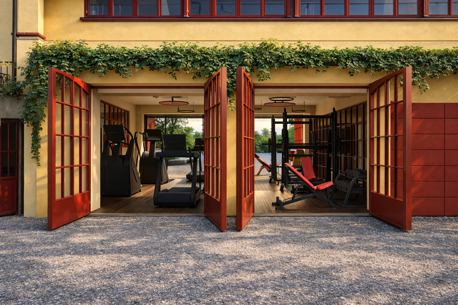 The gym and the gardens at Villino Rubini