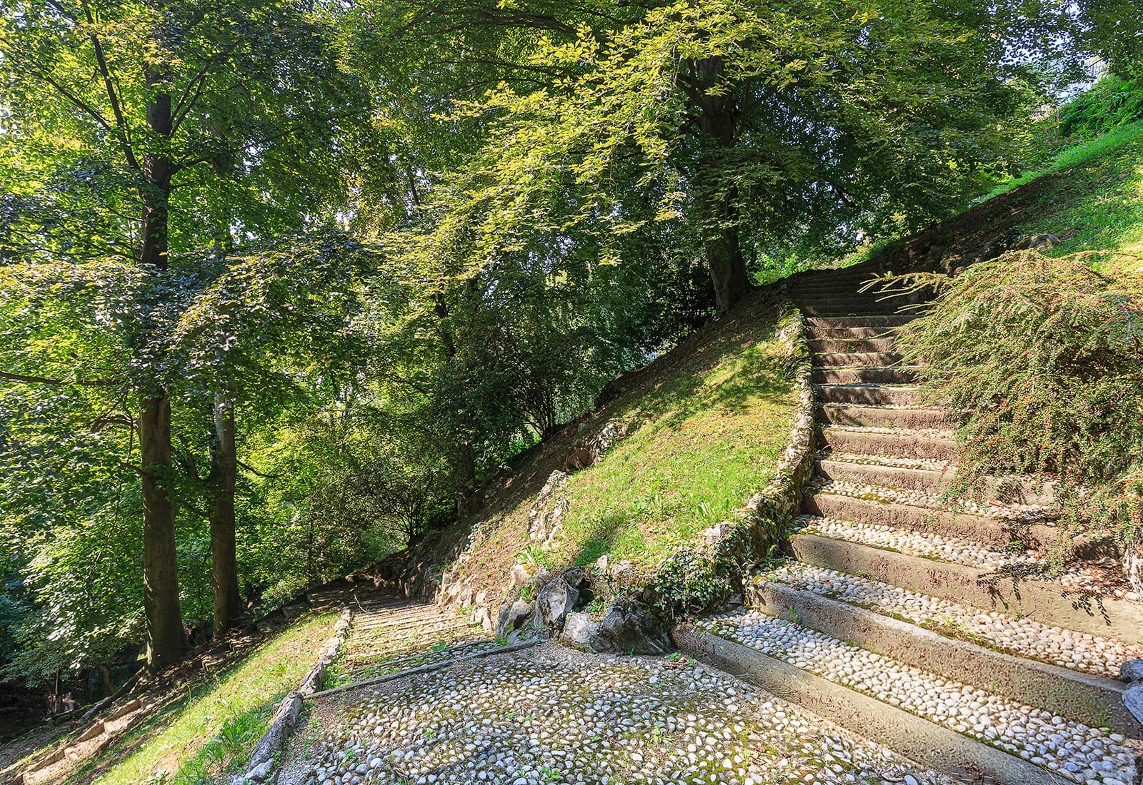 Cobblestone street on the Brunate hillside